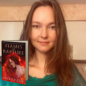 Author Riley Kade photo with book Flames of Rapture